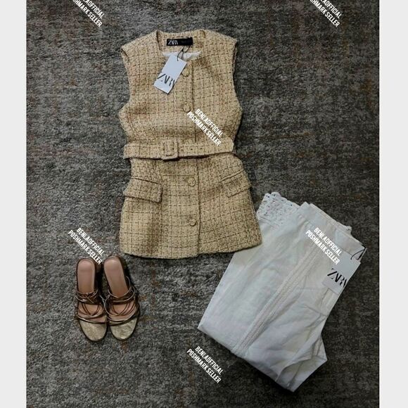 NWT ZARA Structured vest Bust 13 Inch Laying Flat Waist 12 Incn Flat - Picture 4 of 16